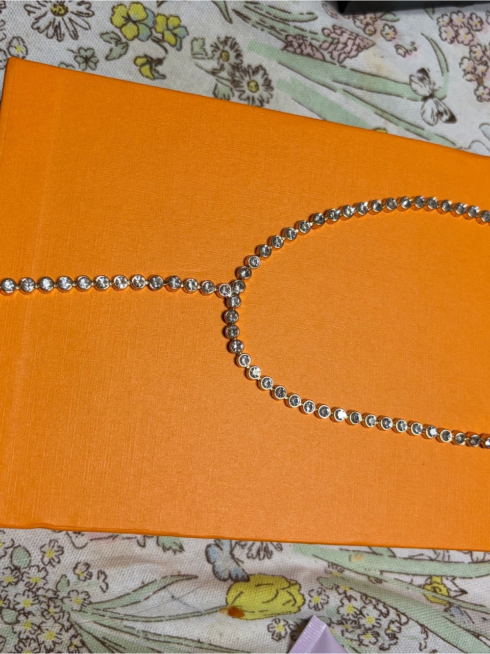 Delicate Crystal Tennis Necklace in gold